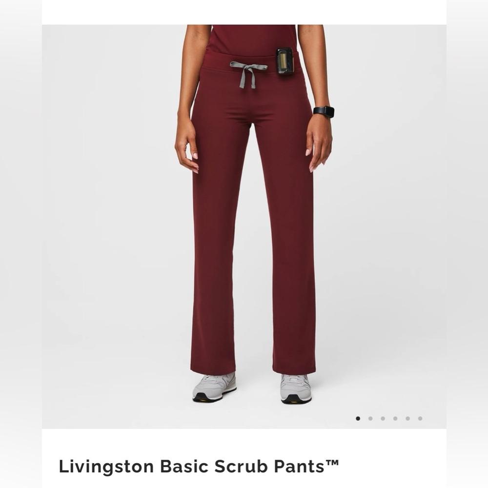 FIGS Livingston Basic Scrub Pants Burgundy Maroon Size Large 2 pairs